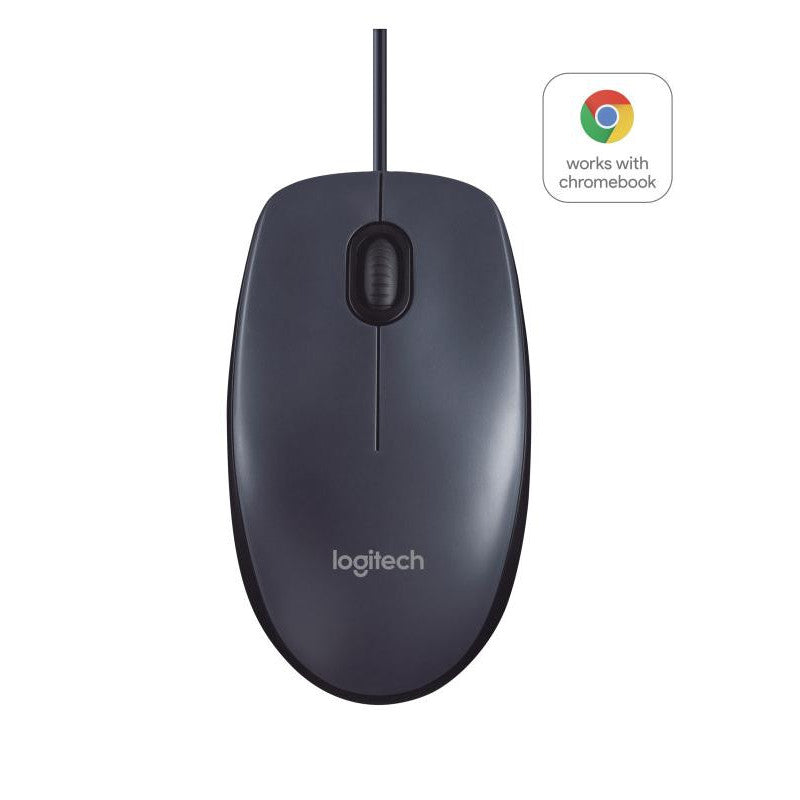 Logitech B100 - Souris - droitiers et gauchers - optique - 3 boutons - filaire - USB - noir