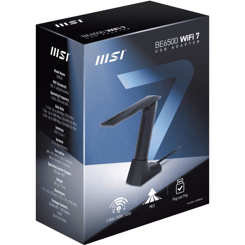 Adapteur réseau MSI GUBE65 Noir