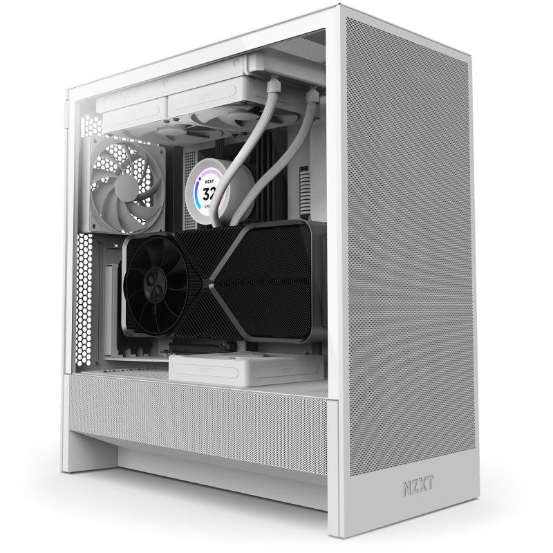Boitier Moyen Tour E-ATX NZXT H5 Flow avec panneau vitré (Blanc)
