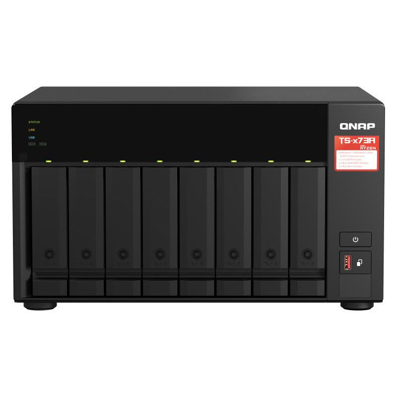 QNAP TS-873A NAS Tower Ryzen Embedded V1500B 8 Go DDR4 0 To QuTS hero Noir