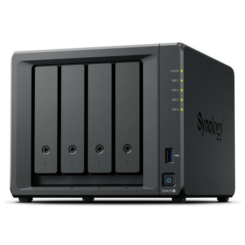 Synology Disk Station DS425+ - Serveur NAS - 4 Baies - SATA 6Gb/s - HDD - RAID JBOD, 0, 1, 5, 6, 10 - RAM 2 Go - Gigabit Ethernet / 2.5 Gigabit Ethernet - iSCSI support